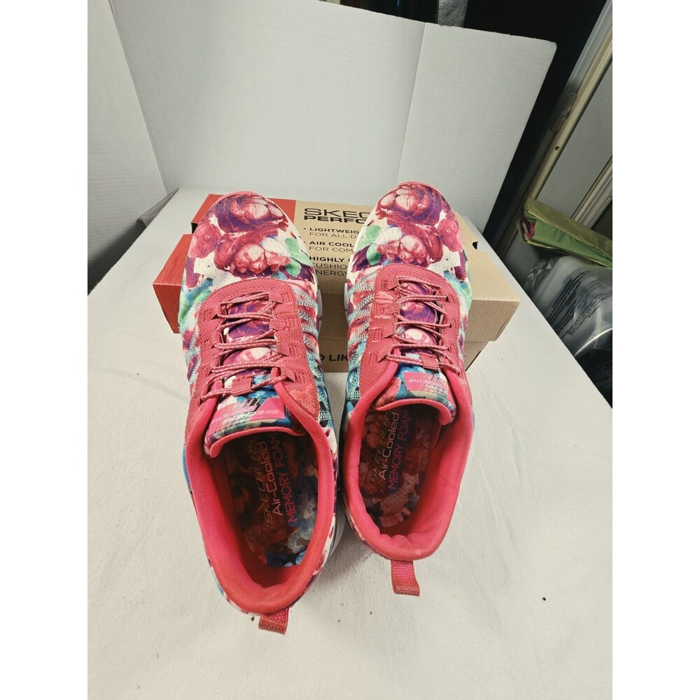 Skechers Glider Air Cooled, Memory Foam Floral Bungee Laces Shoe 7